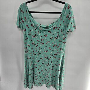 Liquorbrand Daisy Cherry Green Mini Dress Size XL